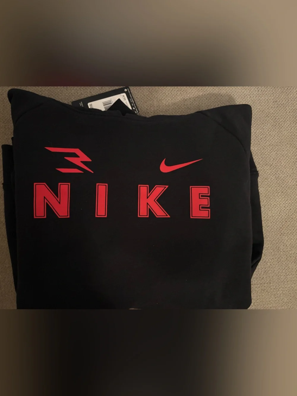 Sporty casual comfy Nike kid boy Black Hoodie with Red Logo